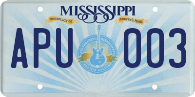 MS license plate APU003