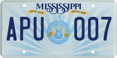 MS license plate APU007