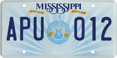 MS license plate APU012