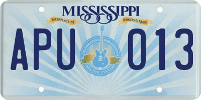 MS license plate APU013