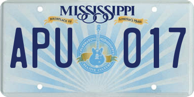 MS license plate APU017