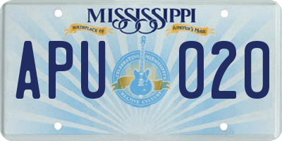MS license plate APU020