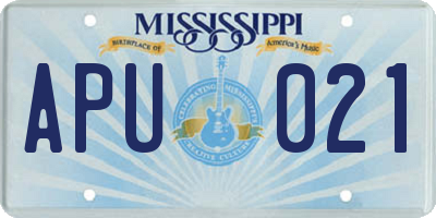 MS license plate APU021