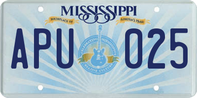 MS license plate APU025
