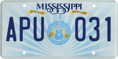 MS license plate APU031