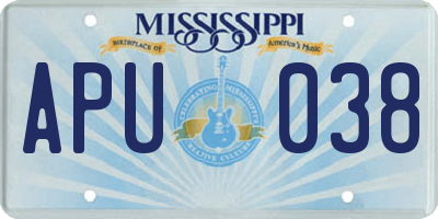 MS license plate APU038