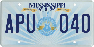 MS license plate APU040