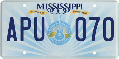 MS license plate APU070