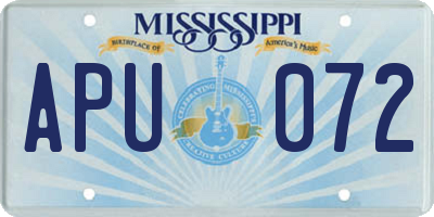 MS license plate APU072