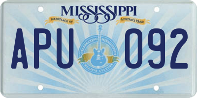 MS license plate APU092