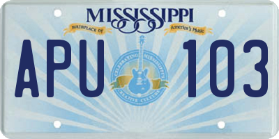 MS license plate APU103