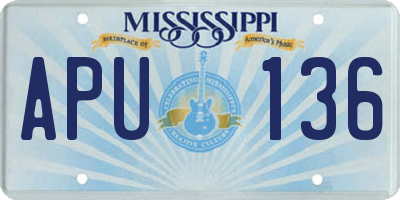 MS license plate APU136