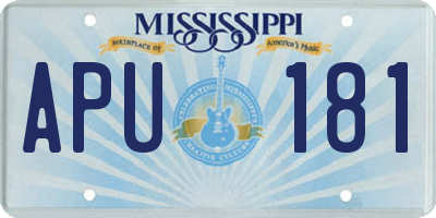 MS license plate APU181