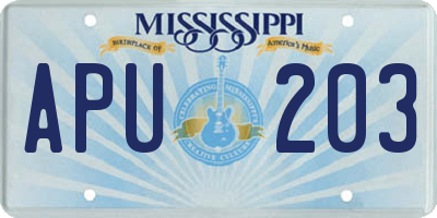 MS license plate APU203