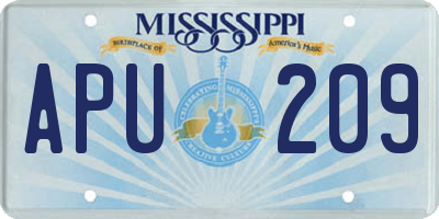 MS license plate APU209