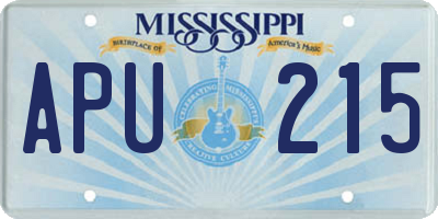 MS license plate APU215