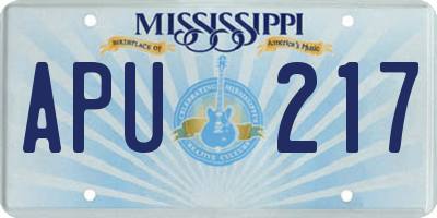 MS license plate APU217
