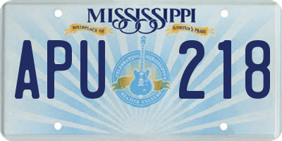 MS license plate APU218