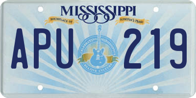 MS license plate APU219