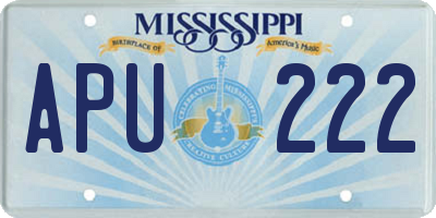 MS license plate APU222
