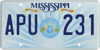 MS license plate APU231