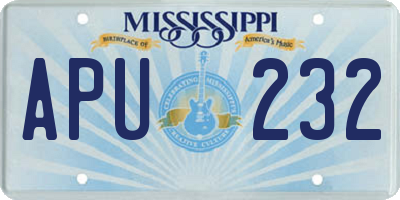 MS license plate APU232
