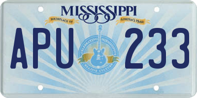 MS license plate APU233