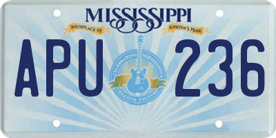 MS license plate APU236