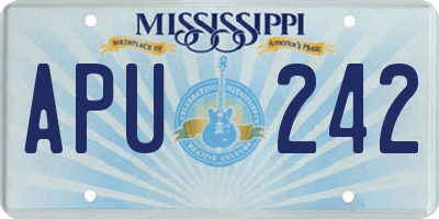 MS license plate APU242