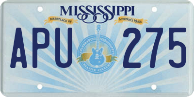 MS license plate APU275