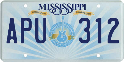 MS license plate APU312