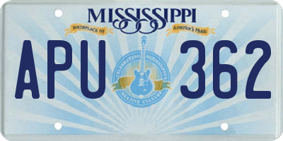 MS license plate APU362