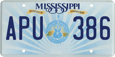 MS license plate APU386
