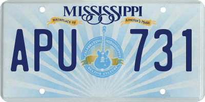 MS license plate APU731