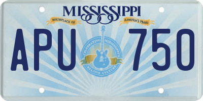MS license plate APU750
