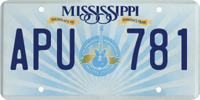 MS license plate APU781