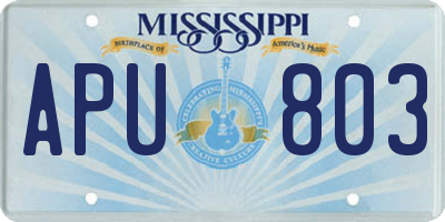 MS license plate APU803