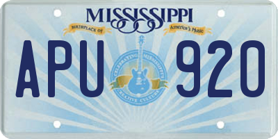 MS license plate APU920