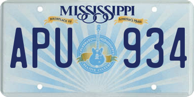 MS license plate APU934