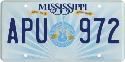 MS license plate APU972