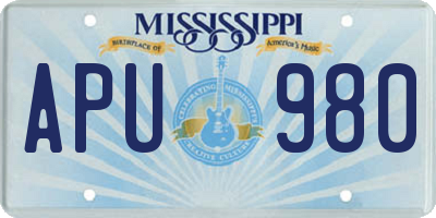 MS license plate APU980