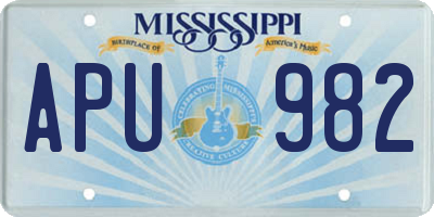 MS license plate APU982