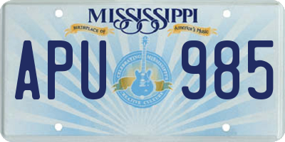 MS license plate APU985