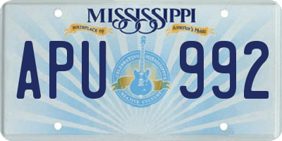 MS license plate APU992