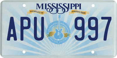 MS license plate APU997