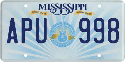 MS license plate APU998