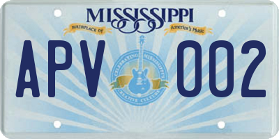 MS license plate APV002