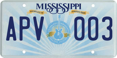 MS license plate APV003