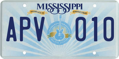 MS license plate APV010