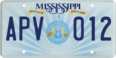 MS license plate APV012